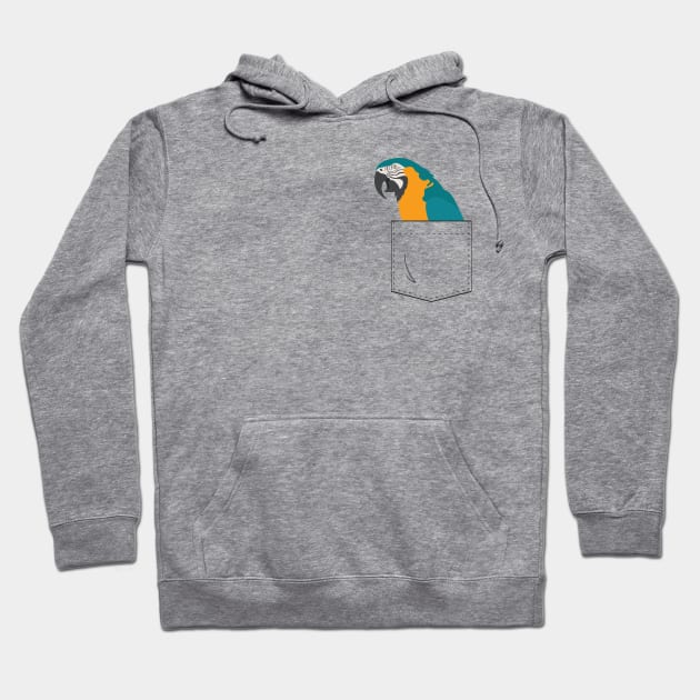 Blue and Gold Macaw Parrot In Your Front Pocket Hoodie by Einstein Parrot